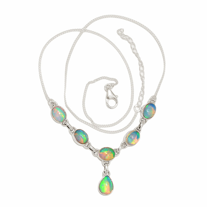 Opál etiopský náhrdelník stříbro Ag 925 N16 - 42 - 46 cm, 7,4 g