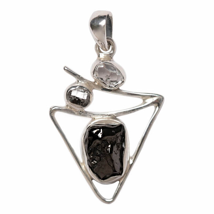 Designový přívěsek šungit stříbro Ag 925 P161 - 2,7 cm, 3,6 g