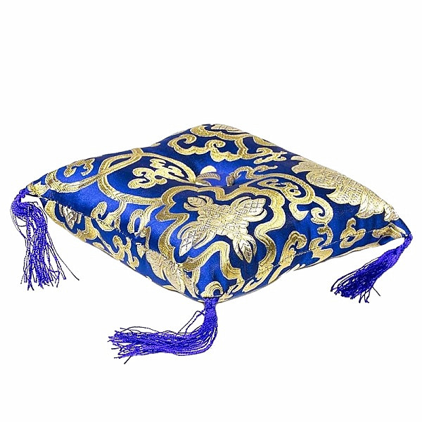 Levně Polštářek pod zpívající mísu modrý se zlatou výšivkou 12 cm - cca 12 x 12 cm