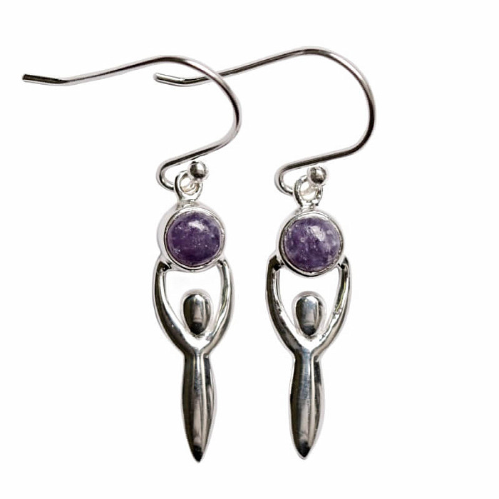 Designové náušnice s lepidolitem stříbro Ag 925 E169 - 2,2 cm, 2,5 g