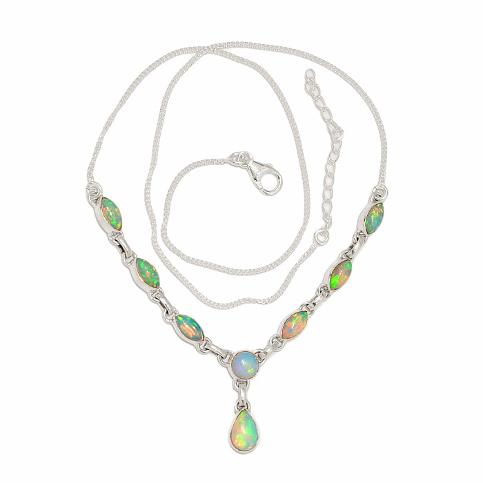 Opál etiopský náhrdelník stříbro Ag 925 N17 - 44,5 - 49 cm, 8 g