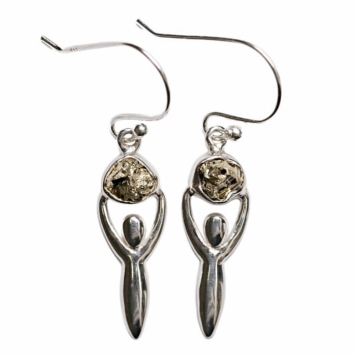 Designové náušnice s pyritem stříbro Ag 925 E183 - 2,2 cm, 2,6 g