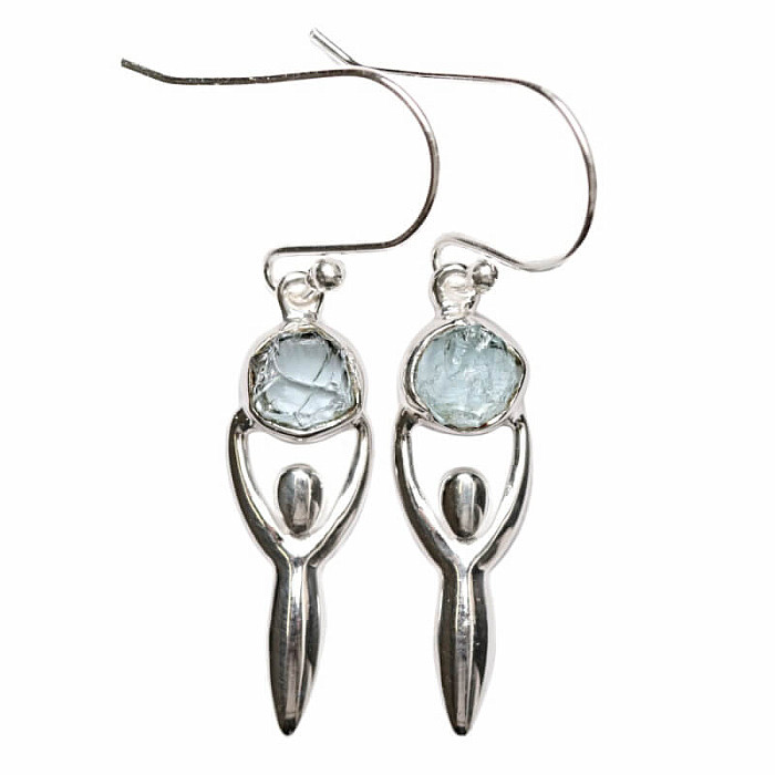 Designové náušnice s akvamarínem stříbro Ag 925 E184 - 2,2 cm, 2,8 g