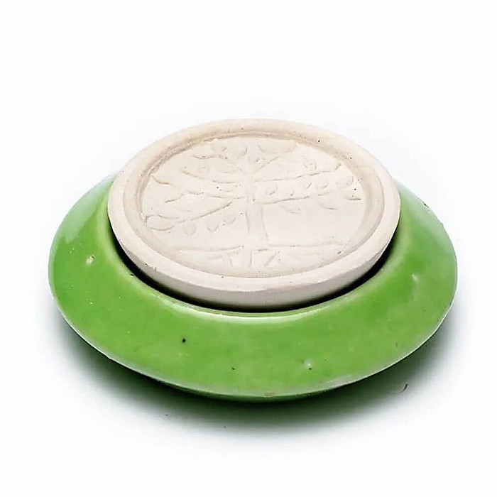 Levně Keramický aroma difuzér zelený Strom života - cca 7,5 cm