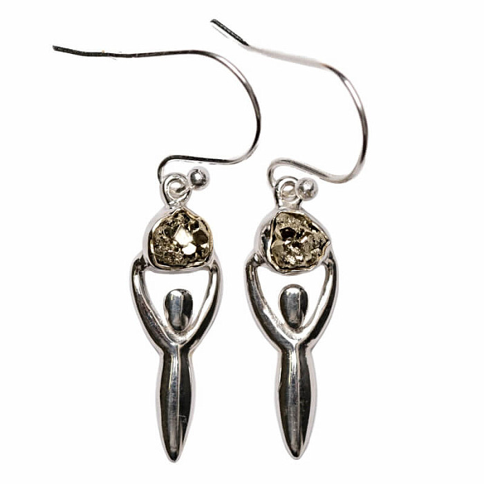 Designové náušnice s pyritem stříbro Ag 925 E194 - 2,2 cm, 2,5 g