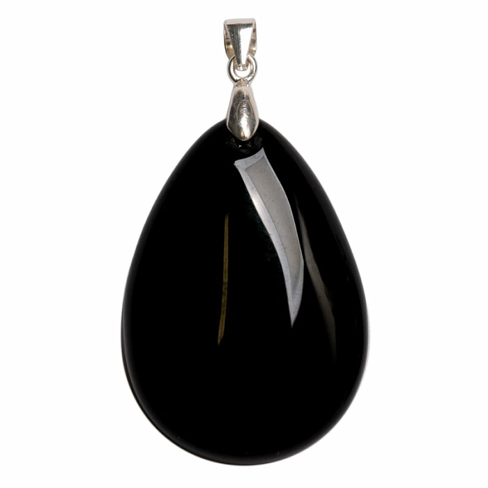 Obsidián černý nebeské oko přívěsek stříbro Ag 925 č. 2 - 3,4 cm, 13,3 g