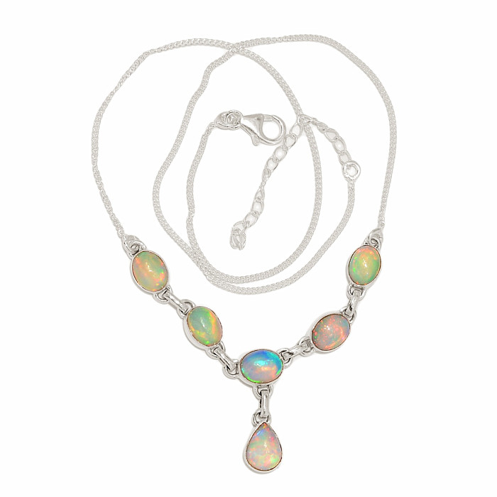 Opál etiopský náhrdelník stříbro Ag 925 N21 - 41,5 - 46 cm, 7,4 g