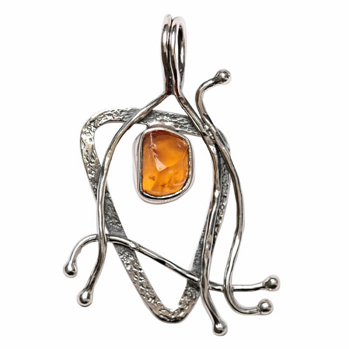 Designový přívěsek citrín stříbro Ag 925 P2410 - 3 cm, 4,7 g