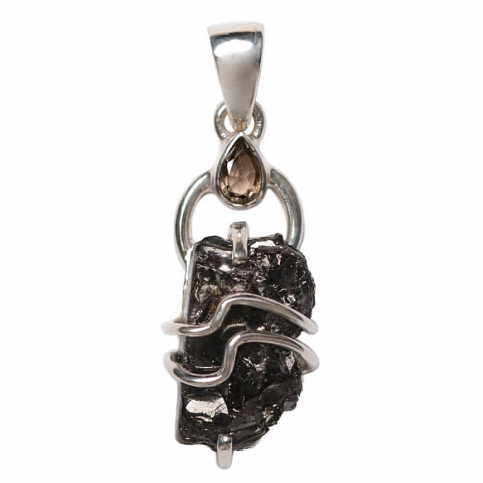 Designový přívěsek hematit surový stříbro Ag 925 P282 - 2,5 cm, 2,9 g
