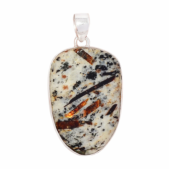 Astrofylit přívěsek stříbro Ag 925 P283 - 3,2 cm, 8,8 g