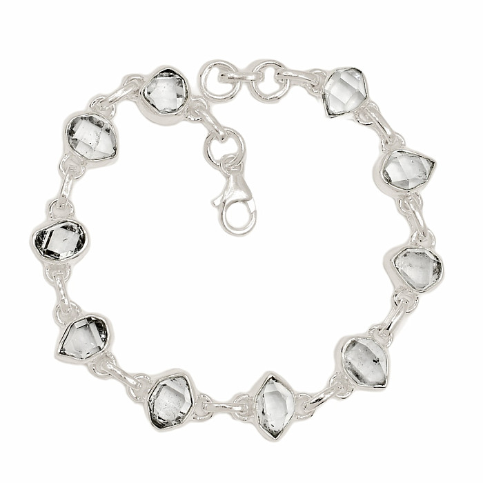 Herkimer diamant náramek stříbro Ag 925 B287 - 19 - 20 cm, 13,3 g