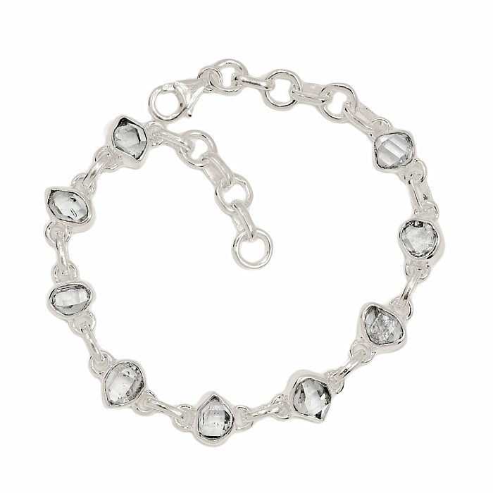 Herkimer diamant náramek stříbro Ag 925 B290 - 18,5 - 20,5 cm, 11,6 g