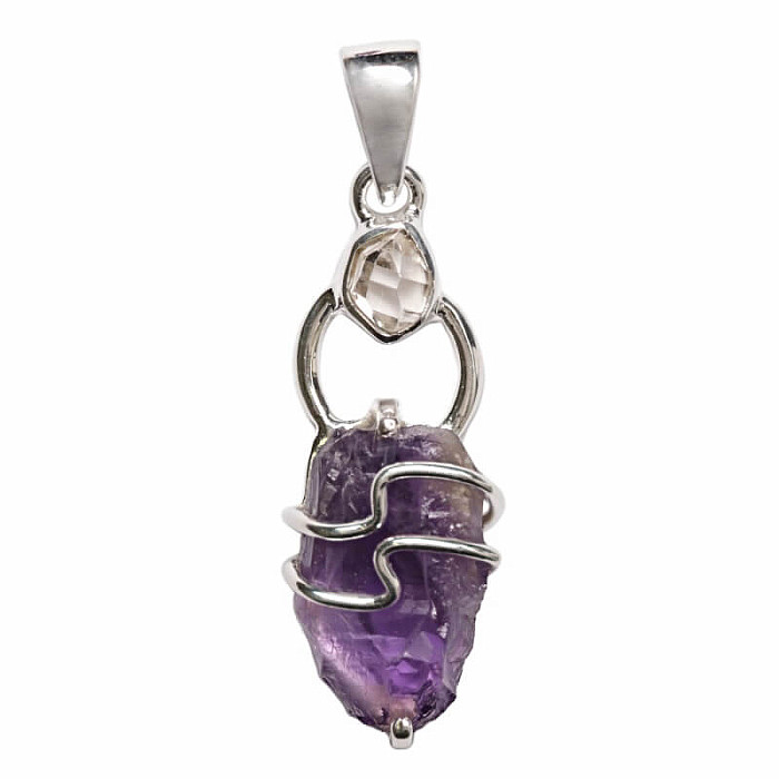 Designový přívěsek ametyst surový stříbro Ag 925 P292 - 2,7 cm, 3,3 g