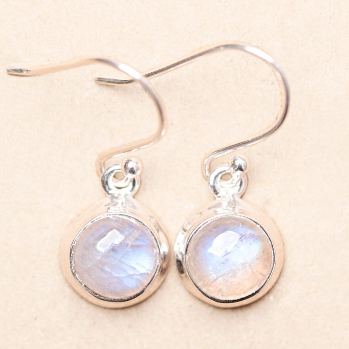 Měsíční kámen duhový náušnice stříbro Ag 925 LOT3 - 0,9 cm, 3,6 g