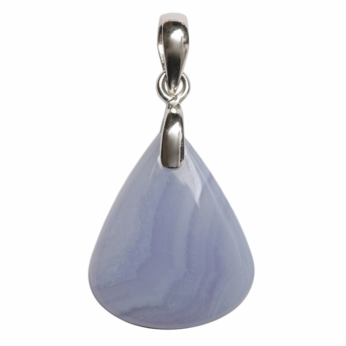 Achát krajkový modrý přívěsek stříbro Ag 925 č. 3 - 2,7 cm, 6,3 g