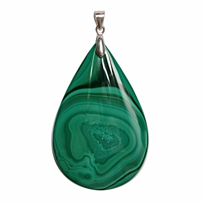Malachit přívěsek stříbro Ag 925 č. 3 - 4,8 cm, 20,6 g
