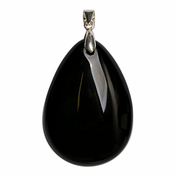 Obsidián černý nebeské oko přívěsek stříbro Ag 925 č. 3 - 3,5 cm, 13,2 g