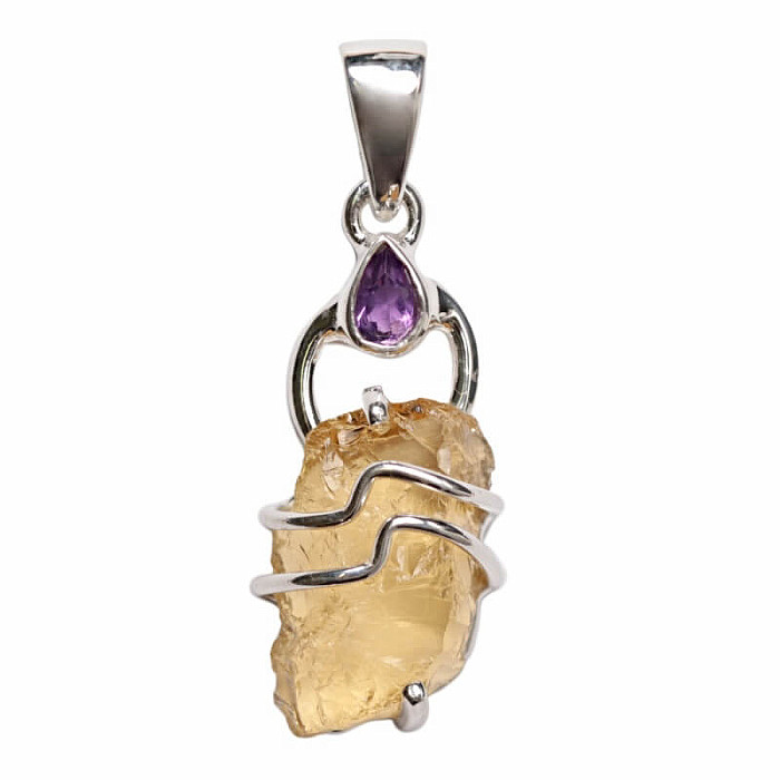 Designový přívěsek citrín stříbro Ag 925 P308 - 2,4 cm, 3,2 g