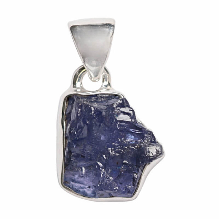 Tanzanit surový přívěsek stříbro Ag 925 LOT312 - 1,4 cm, 3 g