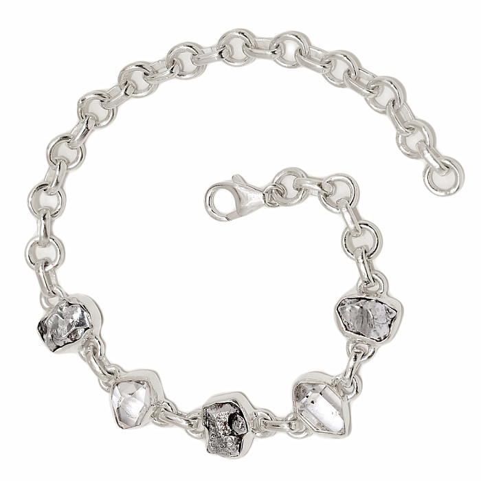 Herkimer diamant a meteorit náramek stříbro Ag 925 B319 - 11,5 - 20 cm, 11,9 g