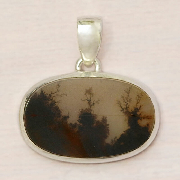Achát dendritický přívěsek stříbro Ag 925 P3236 - 1,7 x 2,6 cm, 5,5 g