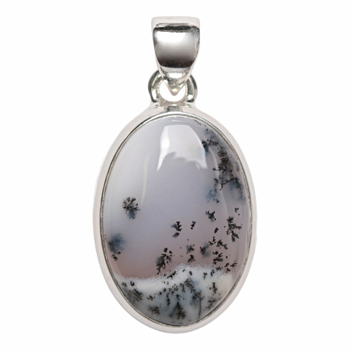 Opál dendritický přívěsek stříbro Ag 925 P3242 - 2,4 cm, 7 g