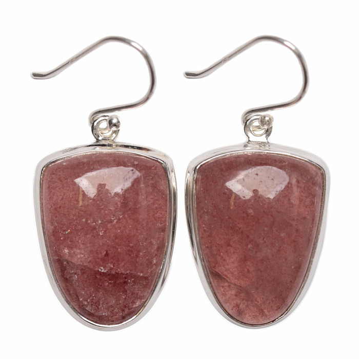 Křišťál jahodový náušnice stříbro Ag 925 E35 - 2,2 cm, 12,7 g