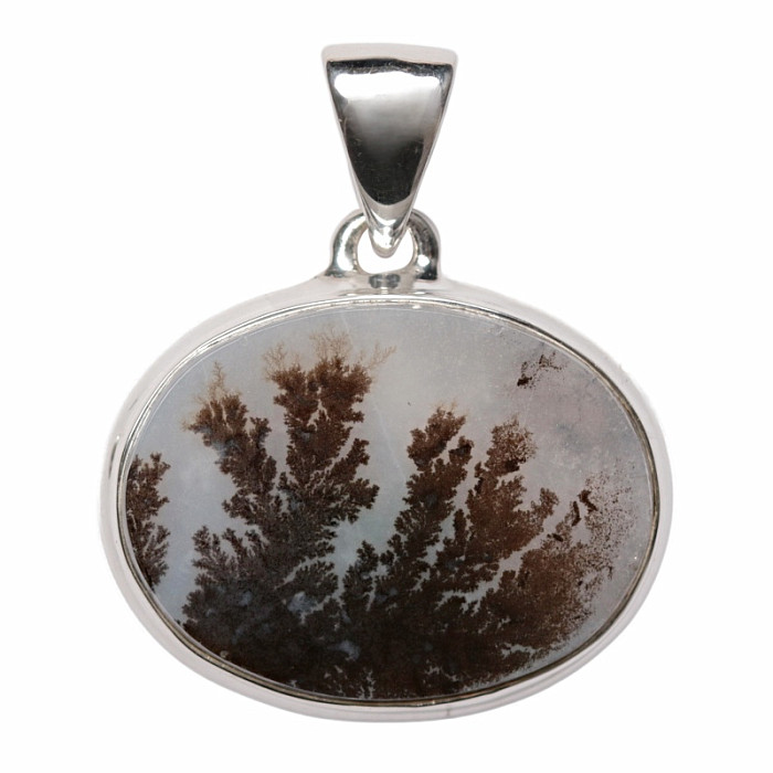 Achát dendritický přívěsek stříbro Ag 925 P3606 - 1,9 x 2,4 cm, 5,1 g