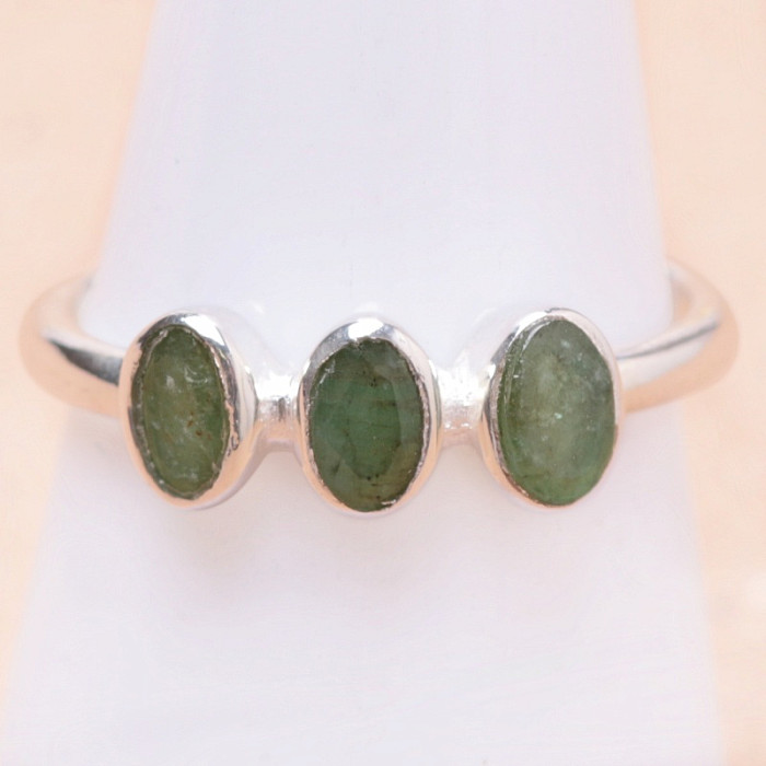 Levně Smaragd indický - upravený prsten stříbro Ag 925 36939 - 54 mm (US 7), 2 g