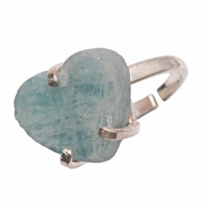 Be Beautiful Akvamarín srdce prsten 37 - od 50 mm , 1,3 x 1,3 x 0,5 cm