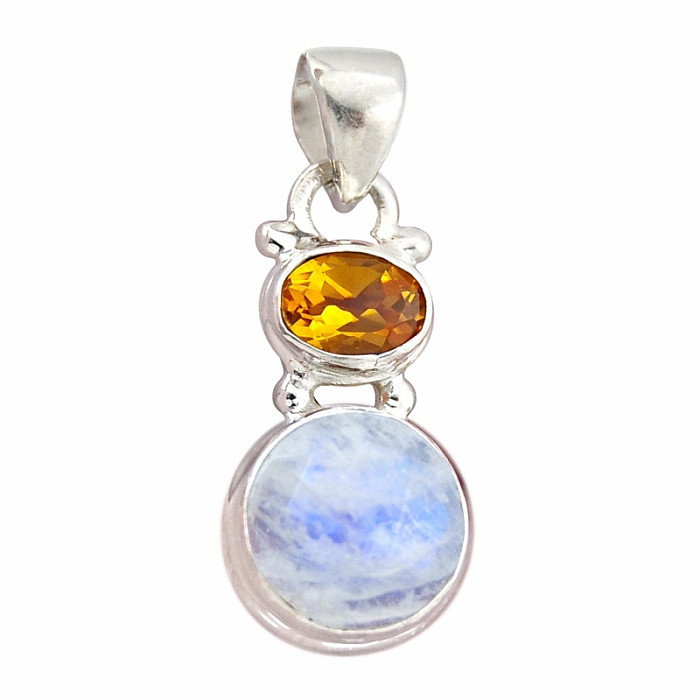 Měsíční kámen duhový přívěsek stříbro Ag 925 38058 - 1,9 cm, 3,4 g