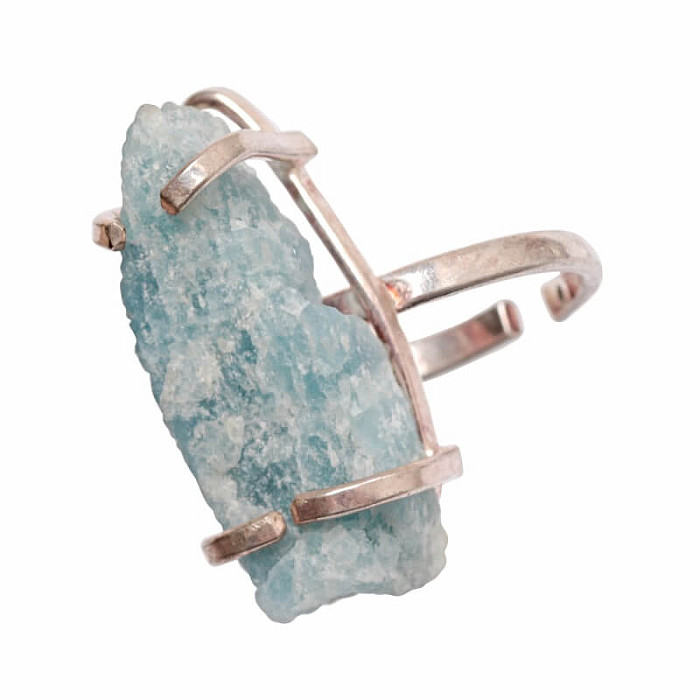 Be Beautiful Akvamarín surový prsten 39 - od 51 mm , 0,9 x 2,5 x 0,8 cm