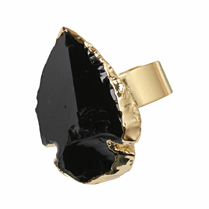 Prsten pro čarodějku z obsidiánu Ochrana č. 4 - 56 mm (US 8)