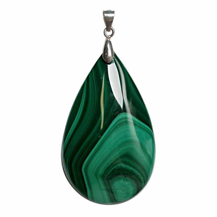 Malachit přívěsek stříbro Ag 925 č. 4 - 4,3 cm, 16,4 g