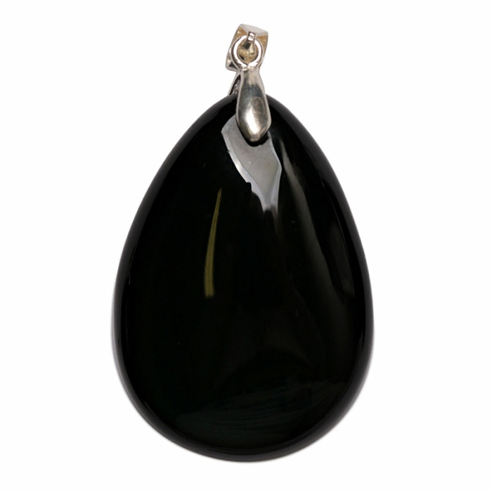 Obsidián černý nebeské oko přívěsek stříbro Ag 925 č. 4 - 3,5 cm, 13,5 g