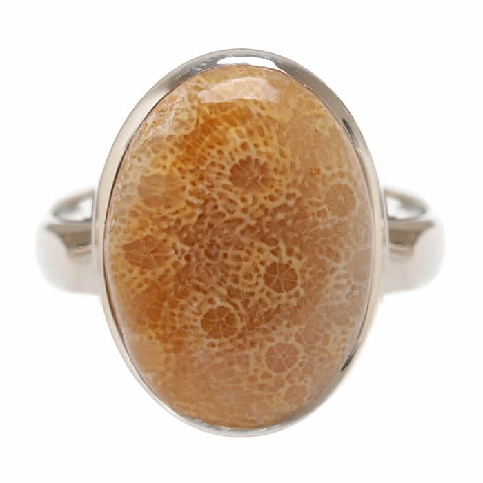 Korál fosilní indonéský prsten stříbro Ag 925 R410 - 60 mm (US 9,5), 8,2 g