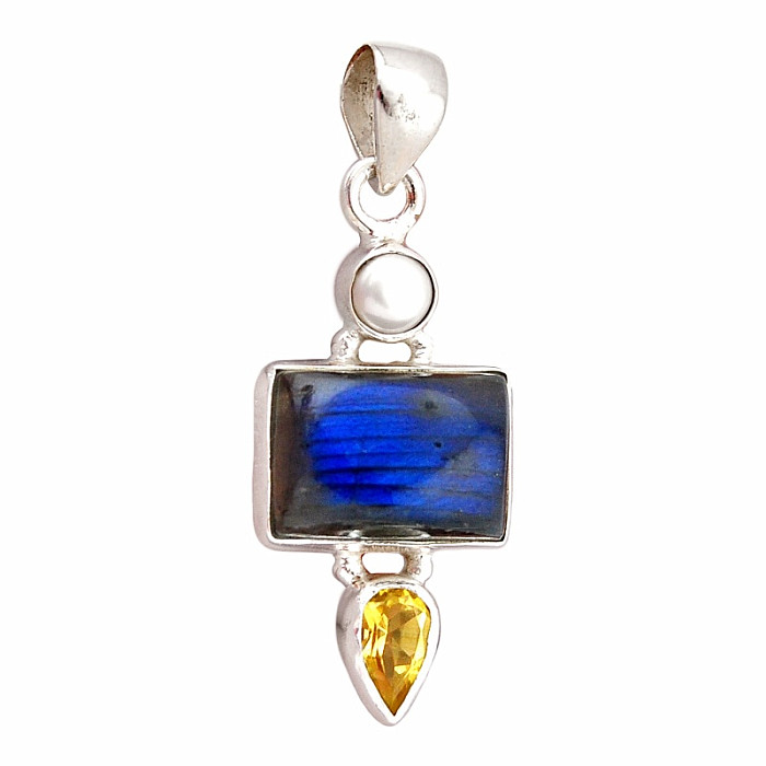 Labradorit přívěsek stříbro Ag 925 41661 - 2,8 cm, 4,7 g