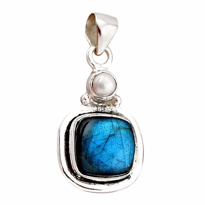 Labradorit přívěsek stříbro Ag 925 41675 - 2,2 cm, 4,1 g