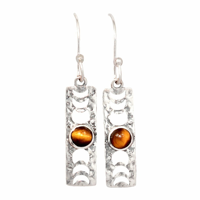 Designové náušnice s tygřím okem  stříbro Ag 925 E44 - 1,9 cm, 2,6 g