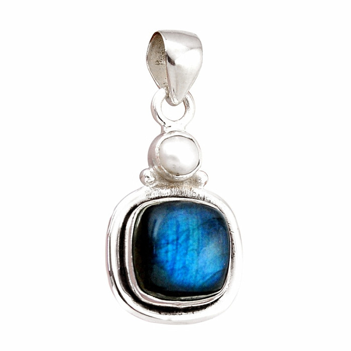 Labradorit přívěsek stříbro Ag 925 44775 - 2,1 cm, 4,3 g