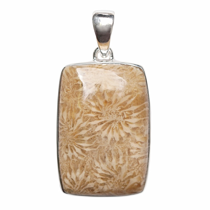 Korál fosilní indonéský přívěsek stříbro Ag 925 P454 - 3 cm, 9,4 g