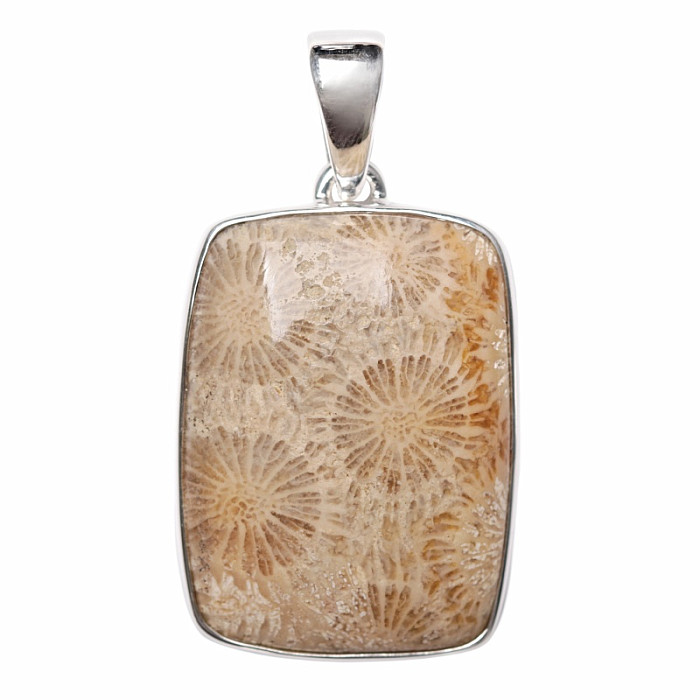 Korál fosilní indonéský přívěsek stříbro Ag 925 P456 - 2,9 cm, 9,1 g