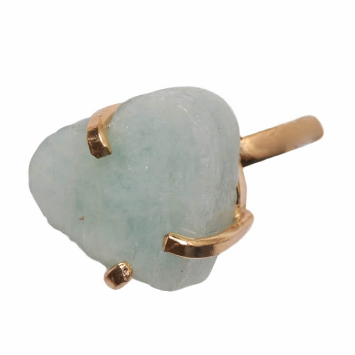 Be Beautiful Akvamarín srdce prsten 46 - od 51 mm , 1,3 x 1,2 x 0,5 cm