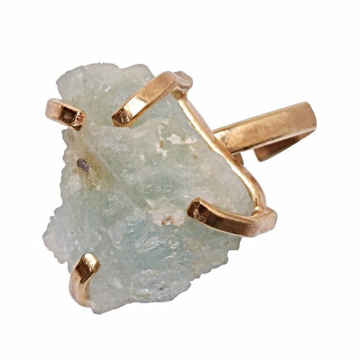 Be Beautiful Akvamarín surový prsten 47 - od 51 mm , 1,5 x 1,6 cm