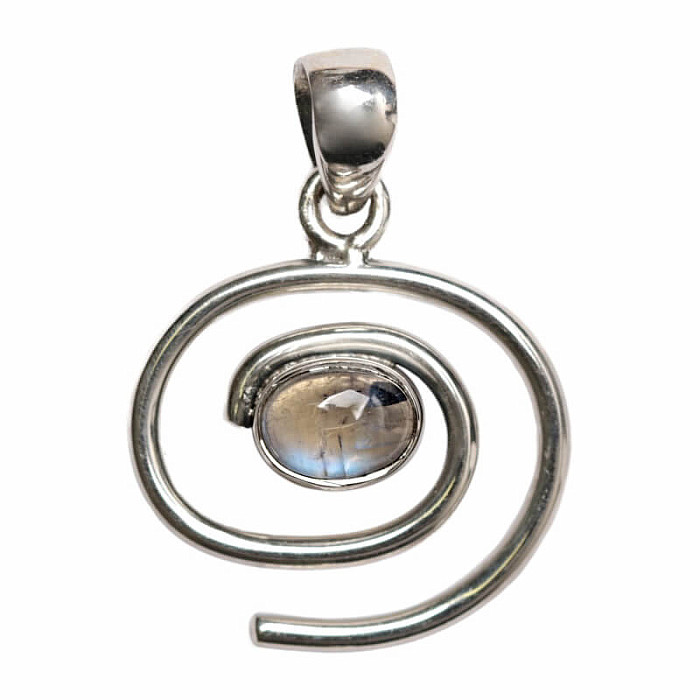 Designový přívěsek měsíční kámen duhový stříbro Ag 925 P474 - 1,8 cm, 3 g