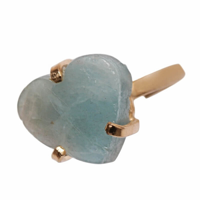 Be Beautiful Akvamarín srdce prsten 48 - od 50 mm , 1,3 x 1,3 x 0,5 cm