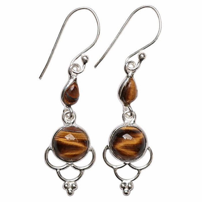 Designové náušnice s tygřím okem  stříbro Ag 925 E486 - 2,8 cm, 3 g