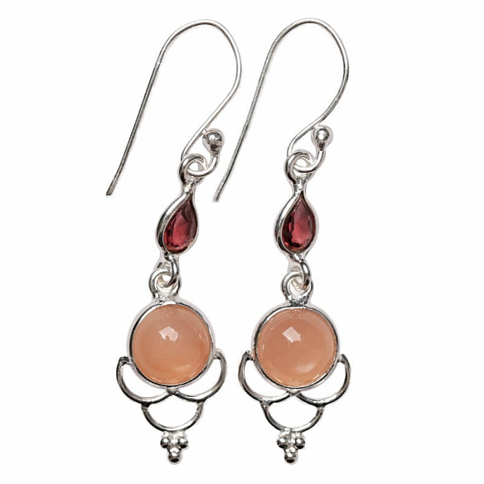 Designové náušnice měsíční kámen stříbro Ag 925 E488 - 2,7 cm, 2,8 g