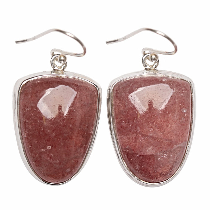 Křišťál jahodový náušnice stříbro Ag 925 E49 - 2,3 cm, 12,5 g