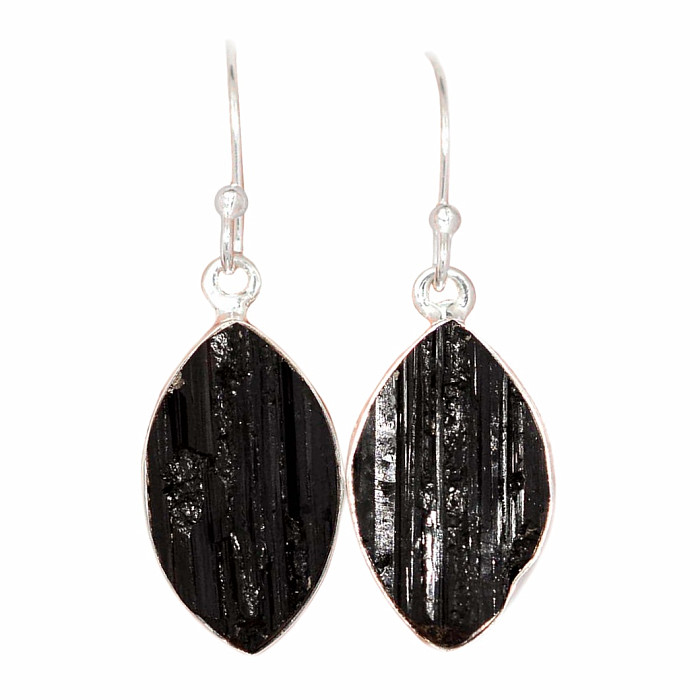 Turmalín skoryl náušnice stříbro Ag 925 E492 - 1,9 cm, 6,8 g